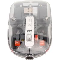 Veat00L - Mouse Inalámbrico Transparente, Mouse Bluetooth 5.3, Mouse Recargable Ergonómico Con Receptor Usb, Silencioso Click, Ratón 3 Modos(2.4G/5.2/5.2), Ratón Óptico Ajustable Dpi Ratón Para Portátil,Pc,Mac