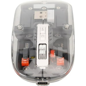 Veat00L - Mouse Inalámbrico Transparente, Mouse Bluetooth 5.3, Mouse Recargable Ergonómico Con Receptor Usb, Silencioso Click, Ratón 3 Modos(2.4G/5.2/5.2), Ratón Óptico Ajustable Dpi Ratón Para Portátil,Pc,Mac