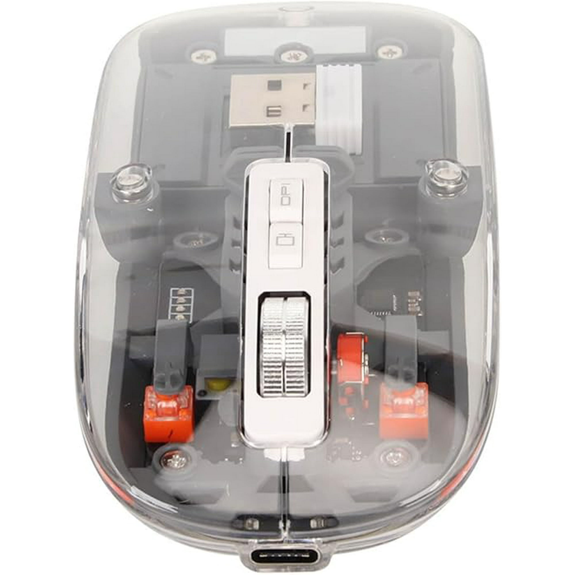 Veat00l - Mouse Inalámbrico Transparente, Mouse Bluetooth 5.3, Mouse Recargable Ergonómico Con Receptor Usb, Silencioso Click, Ratón 3 Modos(2.4g/5.2/5.2), Ratón Óptico Ajustable Dpi Ratón Para Portátil,pc,mac