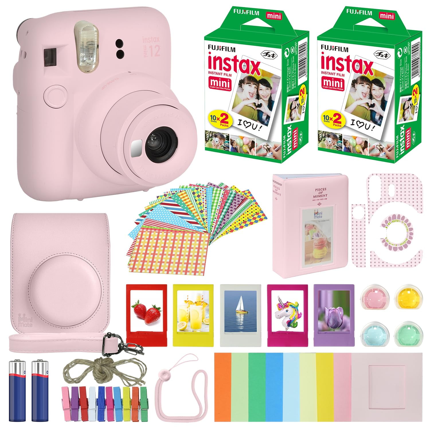Fujifilm - Cámara Instax Mini 12 Blossom Pink Con Accesorios