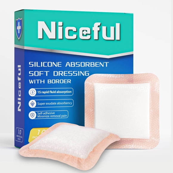 Aderezo Niceful de silicona superabsorbente, 10 paquetes