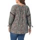 thumbnail image 3 of Agnes Orinda Blusa de Mujer Talla Grande para el Día de San Valentín con Mangas 3/4, Cuello con Lazo, Diseño Hueco, Estilo Campesino para Primavera y Otoño, Talla 3X, Color Marrón Oscuro, 3 of 5