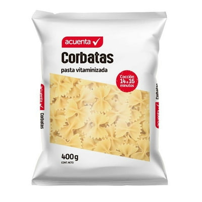 Fideo Pasta Corbatas Bolsa 400 G Acuenta