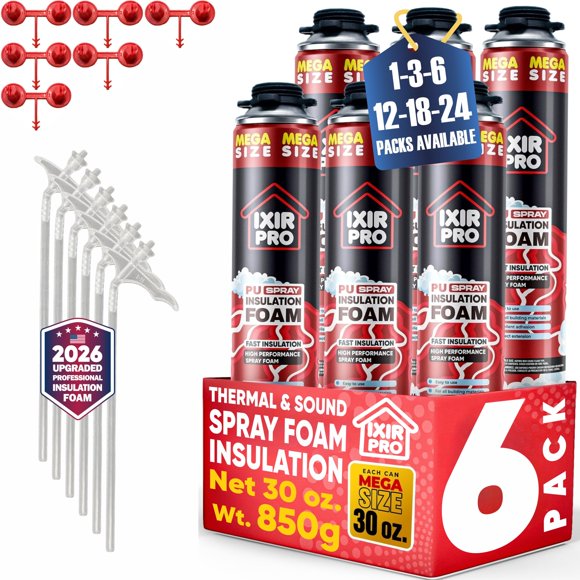 Espuma en Spray ixirpro 6 × 850 g Sellador de Aislamiento Expansivo