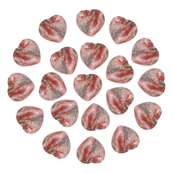 Uxcell 20 piezas de piedra de cristal natural en forma de corazón, 0.6 pulgadas de grosor 5/16" mini piedra de amor pulida, cristal de gema, piedra de bolsillo grabada para meditación