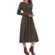 thumbnail image 4 of Vestido de suéter de punto trenzado para mujer INSPIRE CHIC Otoño Invierno 2026 Cuello redondo Acanalado Línea A Midi Vestidos L Café, 4 of 6