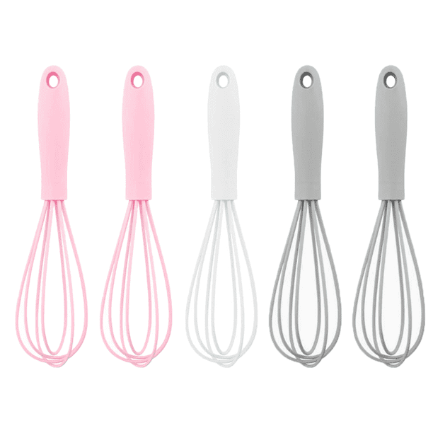 Paquete de 5 mini batidores de silicona de colores para cocina, para mezclar masa, leche, huevos y revolver.