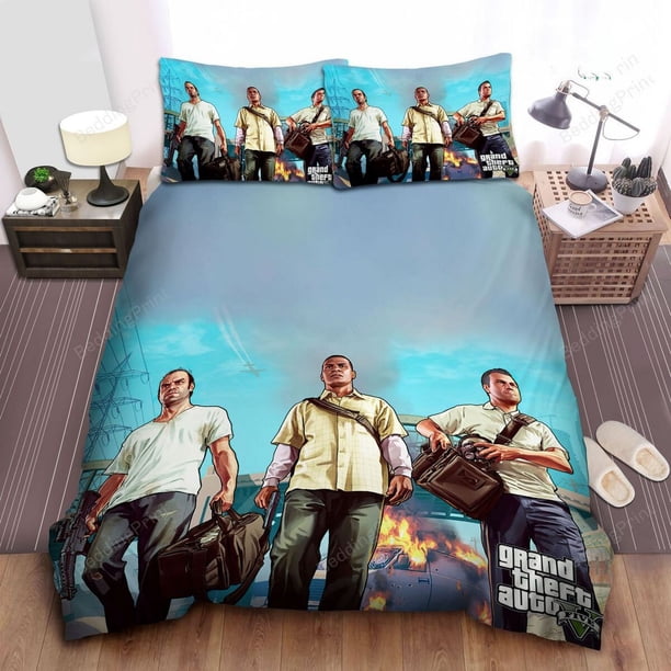 Grand Theft Auto Trevor Franklin Michael Bed Cover Duvet Cover Bedding Set3-Piece Bedding Set (1 Duvet Cover + 2 Pillow Shams)