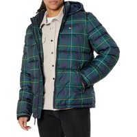 Chaqueta Tommy Hilfiger Para Hombre, Con Capucha, Acolchada, Azul Marino, A Cuadros, Talla Grande