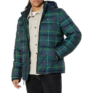 Chaqueta Acolchada Tommy Hilfiger Para Hombre, Azul Marino, A Cuadros, Xxl, Con Capucha