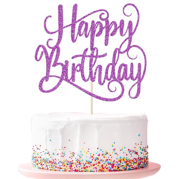 Cake Topper Feliz Cumpleaños Con Brillo Decorativo