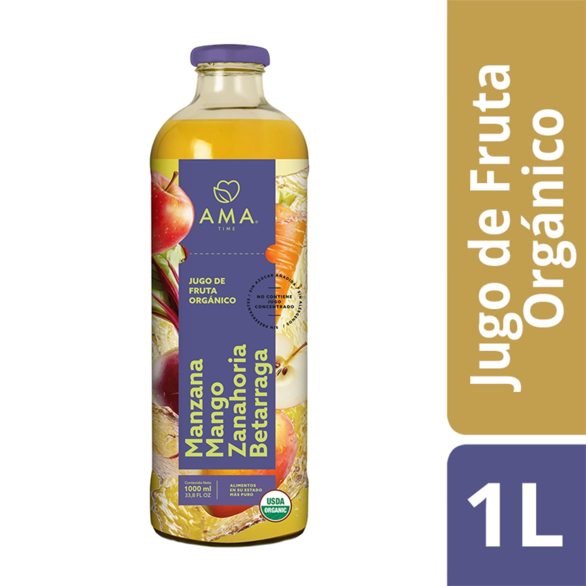 Jugo Refrigerado Manzana Mango Zanahoria Betarraga Orgánico Botella 1 Ama Time