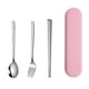 thumbnail image 1 of Utensilios De Acero Inoxidable Con Estuche Para El Lugar De Trabajo De Viaje Escolar 3pcs Rosa, 1 of 3