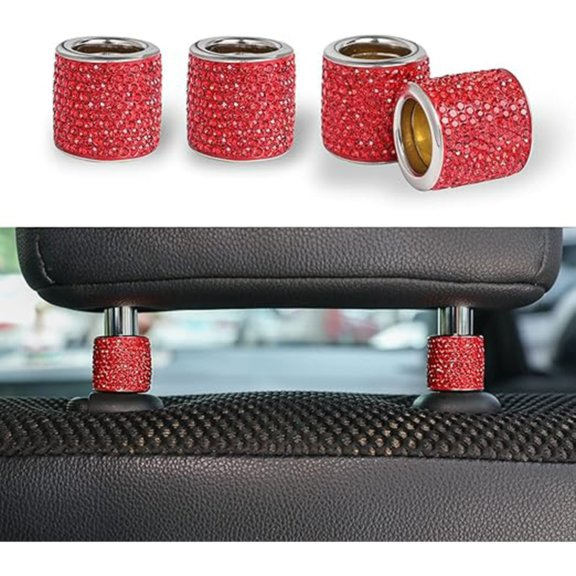 Veat00l - Decoración De Almohadillas Para Asientos De Automóviles, Decoración De 4 Almohadas Para Asientos De Automóviles, Accesorios Para Asientos Interiores De Automóviles De Diamantes Artificiales