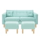 thumbnail image 1 of Sofa New Retro 3C + 2 Pouf Felpa 05 Verde Agua, 1 of 6