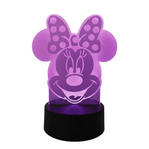 Lelumania - Lampara Ilusion 3D Minnie Cabeza De 7 Colores, Base Touch