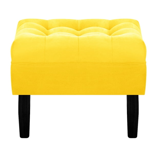 Pouf Wood 1c Felpa 00 Amarillo
