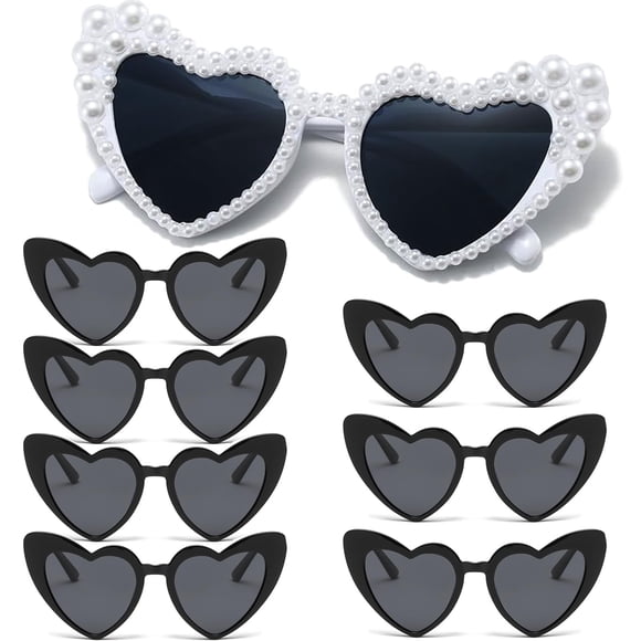 Gafas de sol FSLLZCJY forma corazón con perla para novia – pack de 8