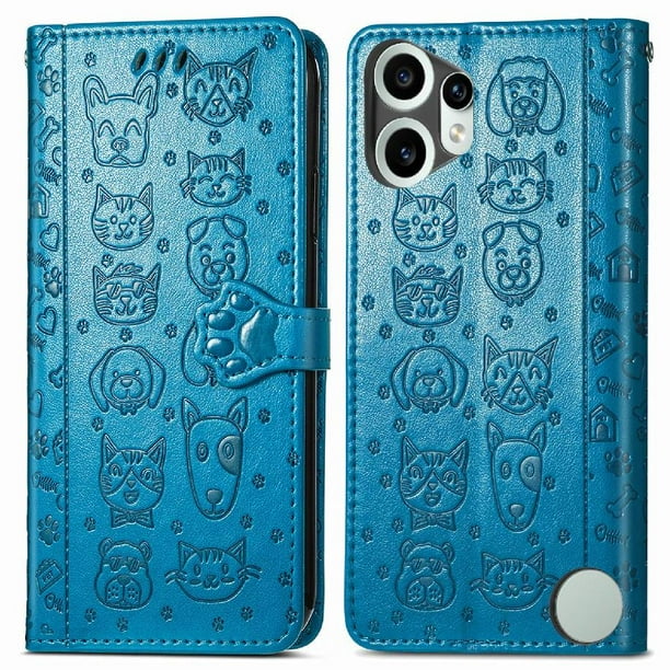 Funda Cartera FOXDOCK para Nothing CMF Phone 2 Pro , Flip PU con Relieve de Gatos y Perros, Tarjetero y Soporte