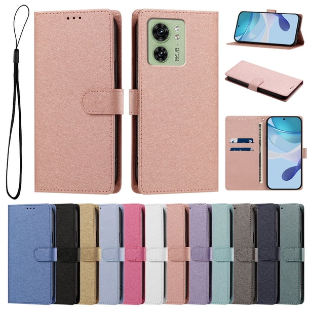 Funda Cartera de PU para Motorola Edge 40 con Tarjetas, Rosa