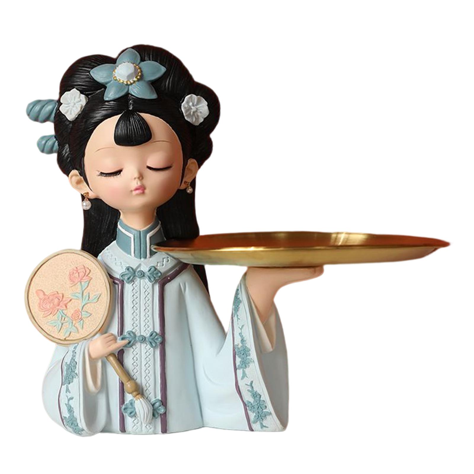 Magideal - Estatuilla Creativa Para Niña, Escultura Coleccionable Multifunción Decorativa, Almacenamiento De Joyería Para Decoración De Mesa, Moneda De Fruta , Bandeja L