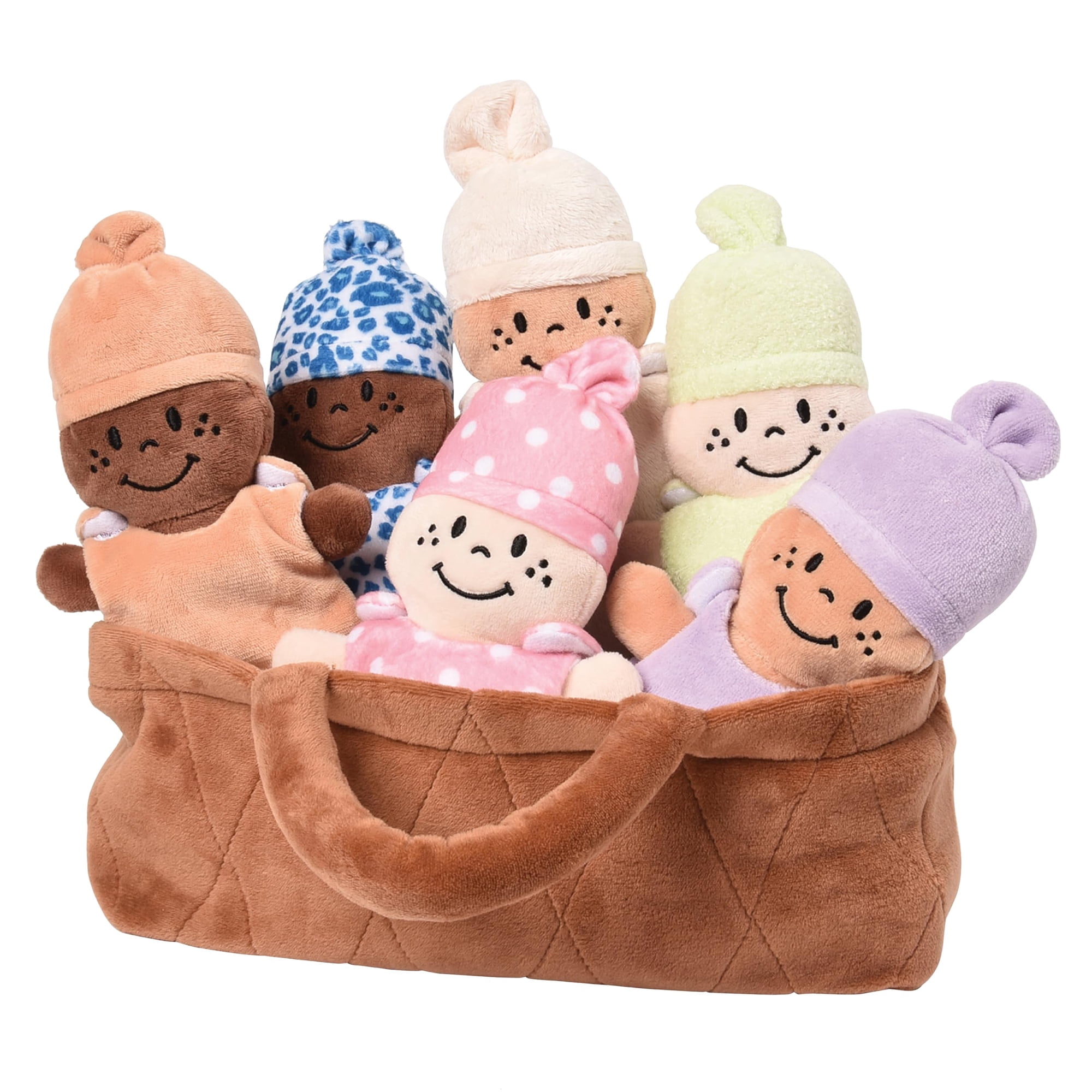 Cre8tive Minds - Set De Muñecos De Peluche Creative Minds, Cesta Para Bebés, 6 Unidades