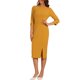 thumbnail image 2 of INSPIRE CHIC Vestido de Tubo para Mujer Cuello Barco Mangas 3/4 Dobladillo con Abertura Vestidos Midi para el Trabajo Amarillo S, 2 of 6