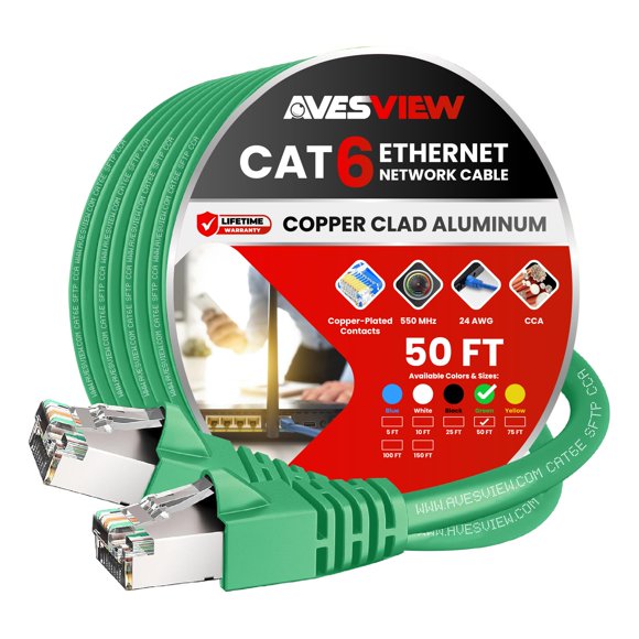 Cable Ethernet AvesView 15 m Blindado CAT6 10 Gbps Verde