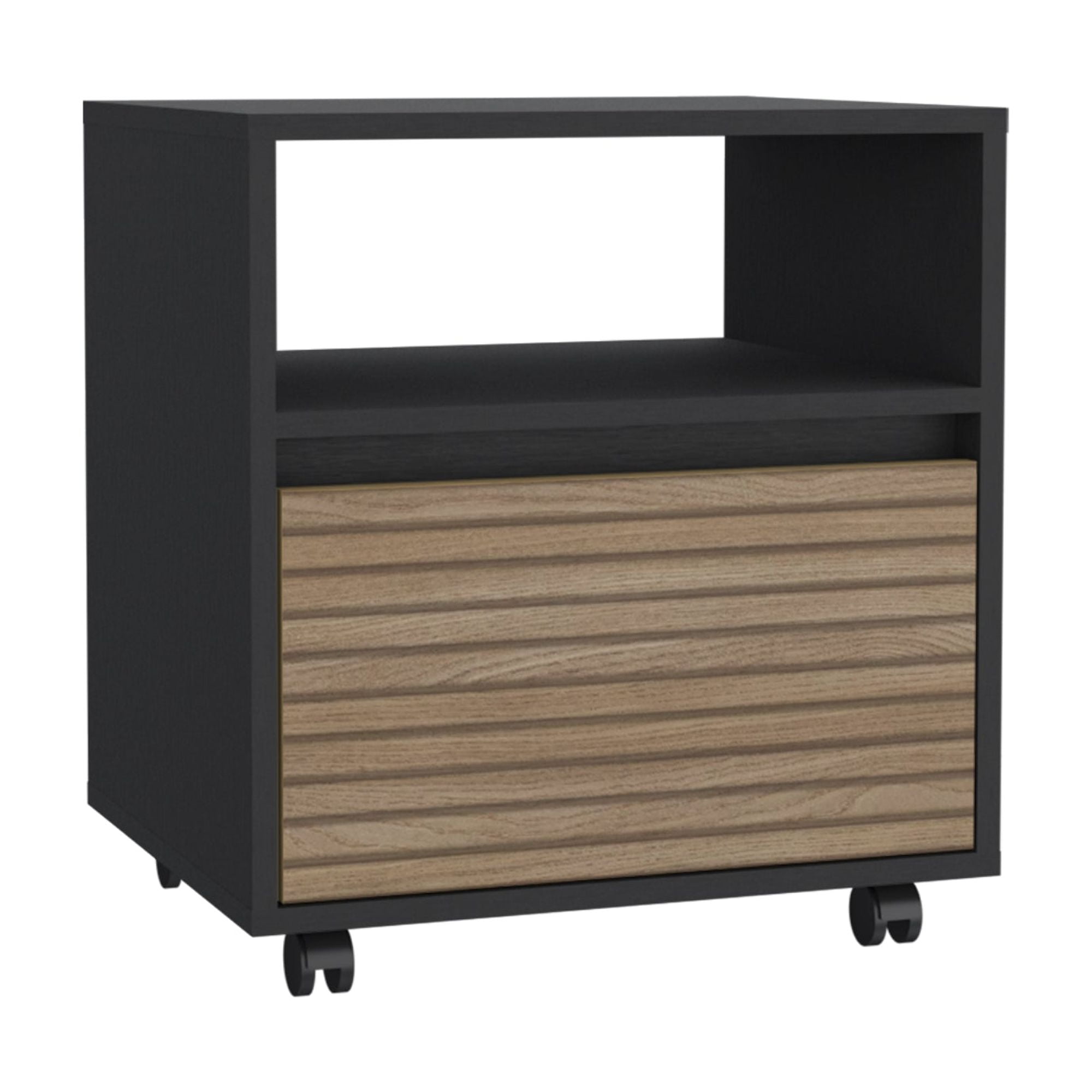 Fmfurniture - Velador Con Ruedas 1 Cajon Fm-018n - Negro