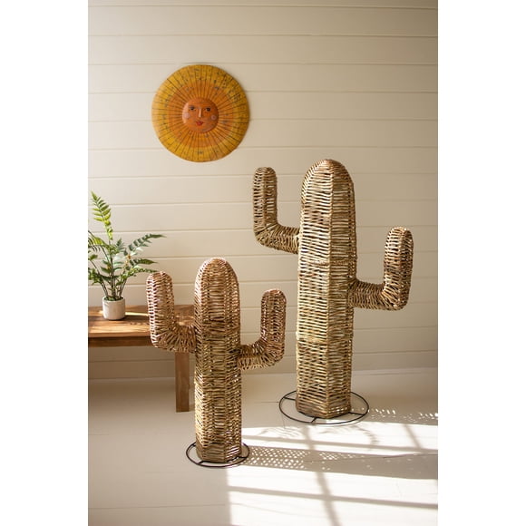 Set decorativo de dos cactus tejidos con pastos marinos Kalalou A6329