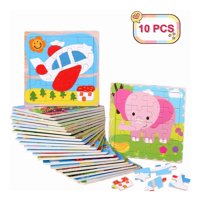 Crusec - Pack De 10 Rompecabezas De Animales Y Vehiculos 15X15X1Cm