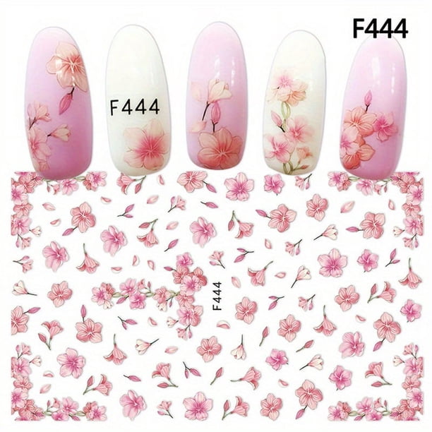Elegant 3D Floral Nail Art Stickers - Plum Blossom, Sunflower, and Flower Sliders - Self-Adhesive Manicure Decoration