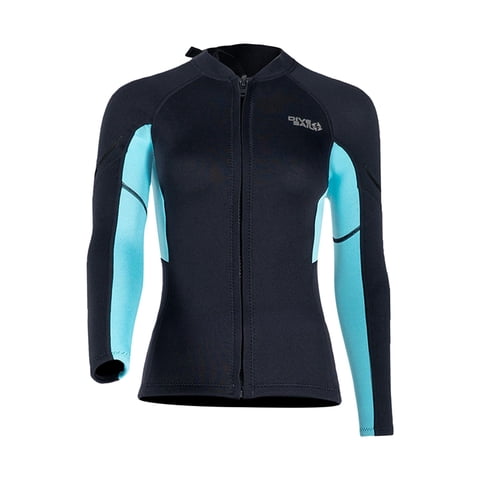 Magideal - Chaqueta De Traje De Neopreno, Parte Superior De Traje De Neopreno, Manga Larga, Cremallera Frontal, Camisa De Traje De Surf Mujer Azul L