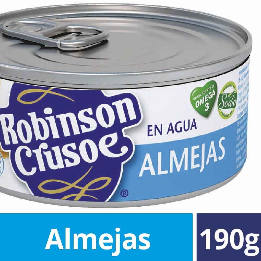 Almejas Agua Lata Drenado 100 g - Neto 190 g Robinson Crusoe