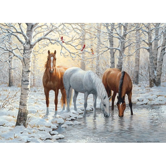 Puzzle Cobble Hill Winter Trio 1000 piezas con póster