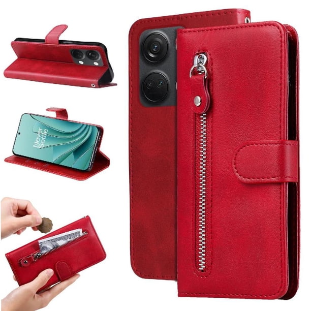 Funda con Cremallera para OnePlus Nord 3, Carcasa Cartera de Cuero PU con Soporte y Tarjetero