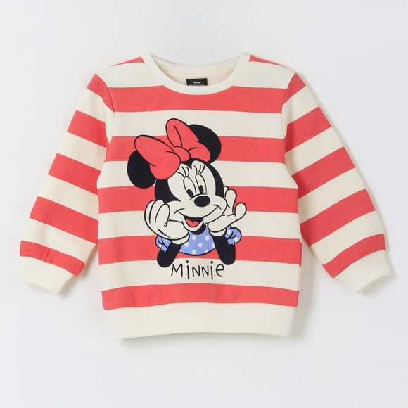 Polerón Cerrado Niña Rayas Minnie Mouse Blanco Disney