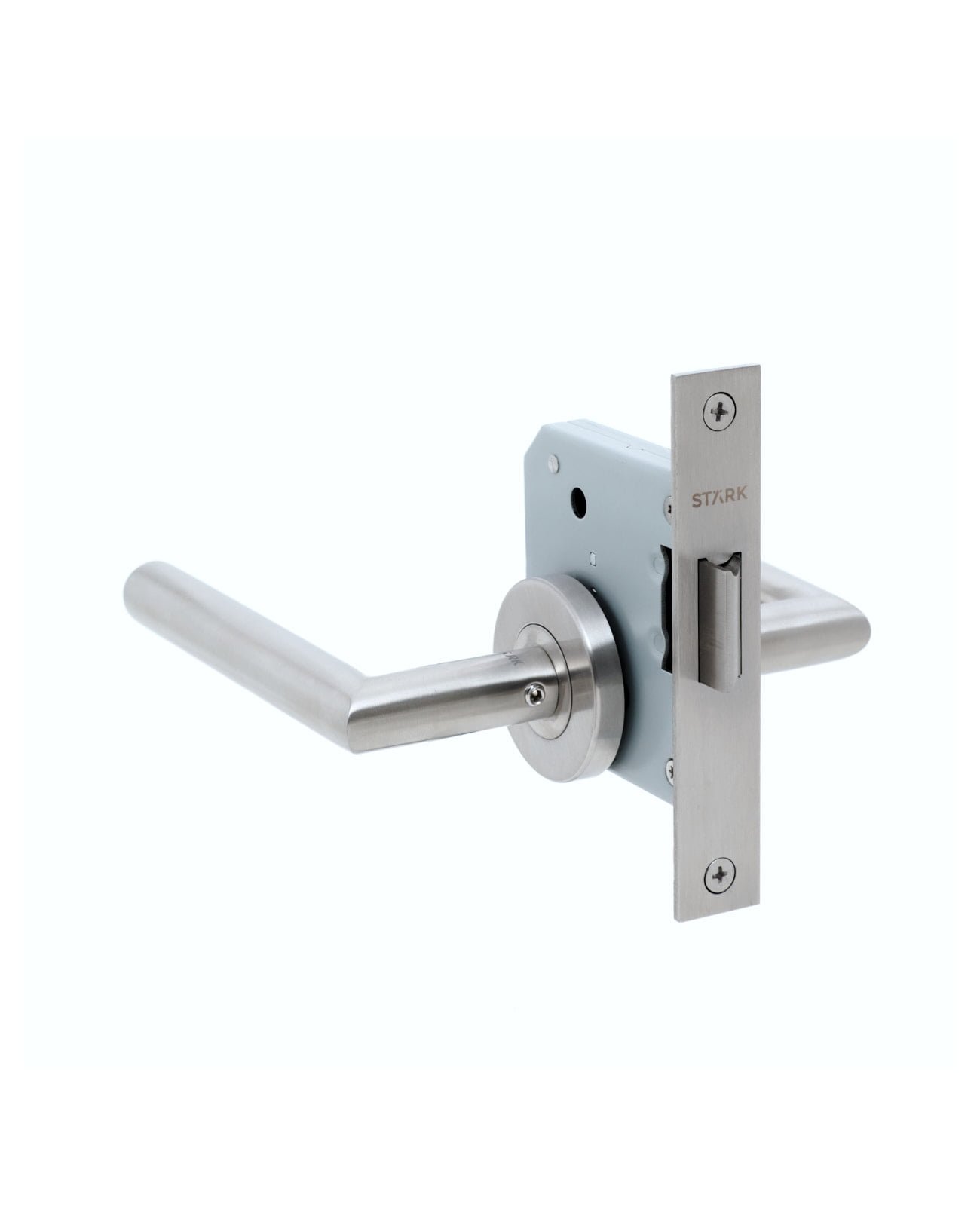 Stark Design - Cerradura De Embutir Función Simple Paso. Manillas Modelo: Tutu. (Acero Inoxidable 304). Sku: Sde240-Ai.Kit.Tutu