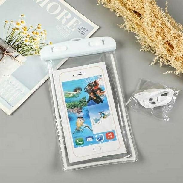 1pc Mobile Phone Waterproof Dustproof Bag, Universal Protective Bag For Cell Phone, Transparent Protector With Solid Color For Shower, Outdoor Activities, Rafting, Swimming, Diving, For Pool, Bathroom