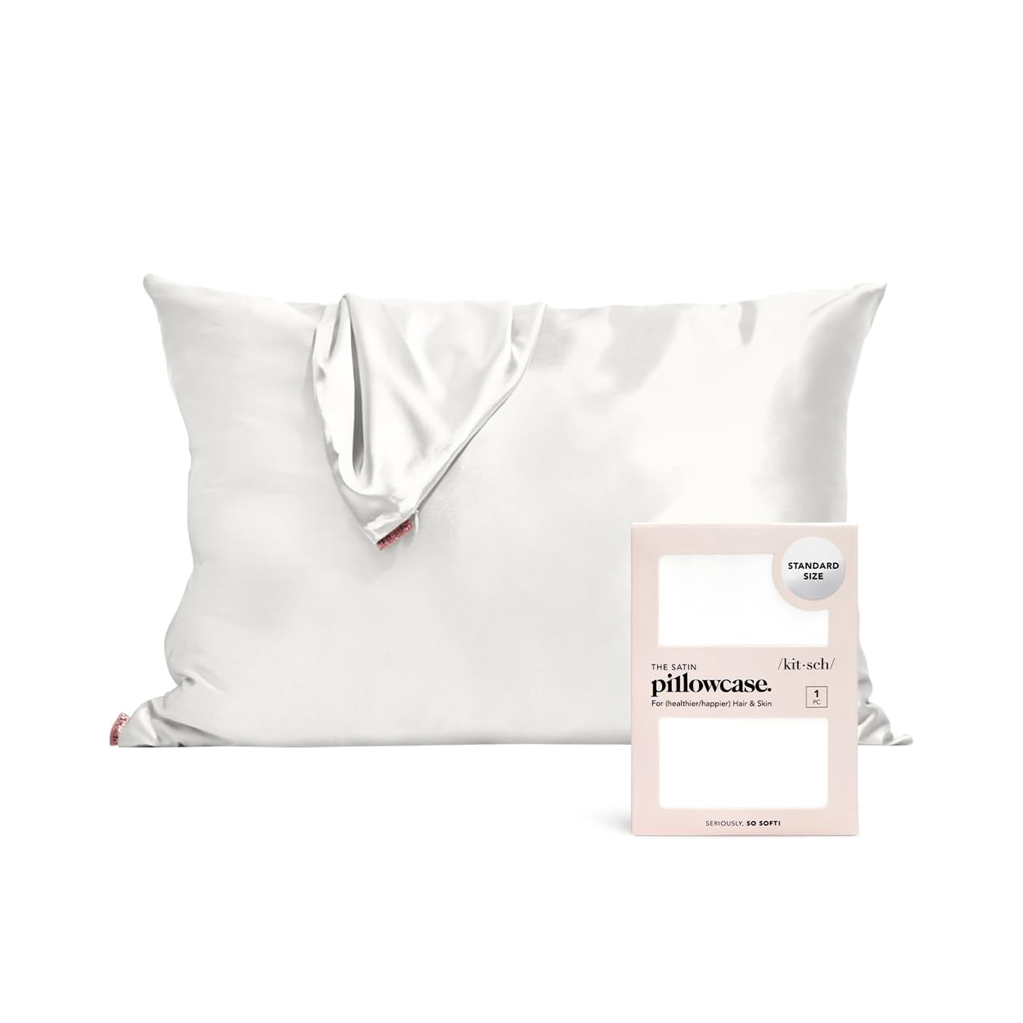 Funda De Almohada Kitsch Satinada Con Cremallera Para Cabello Y Piel, Color Marfil