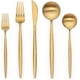 thumbnail image 1 of Xiao Hua Juego de 5 Piezas (1 Persona) Juego de Cubiertos de Acero Inoxidable Dorado con Cuchillos, Cucharas y Tenedores, Vajilla Moderna Mate, Utensilios de Cocina Modernos para Comidas Familiares, 1 of 3