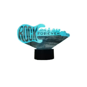 Lelumania - Lampara Ilusion 3D Guitarra Rock De 7 Colores, Base Touch