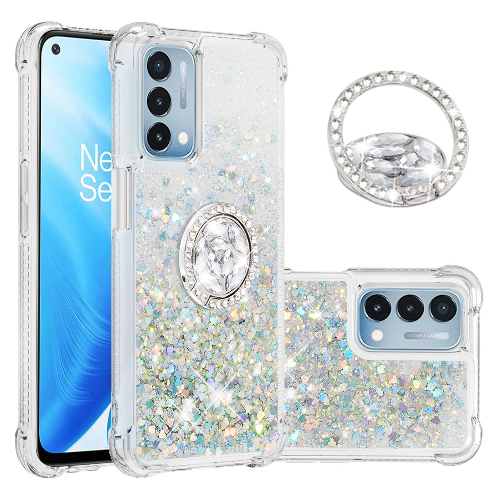 Foxdock - Funda Para Oneplus Nord N200 5G Con Brillo Líquido, Protección Completa Y Soporte De Anillo Giratorio