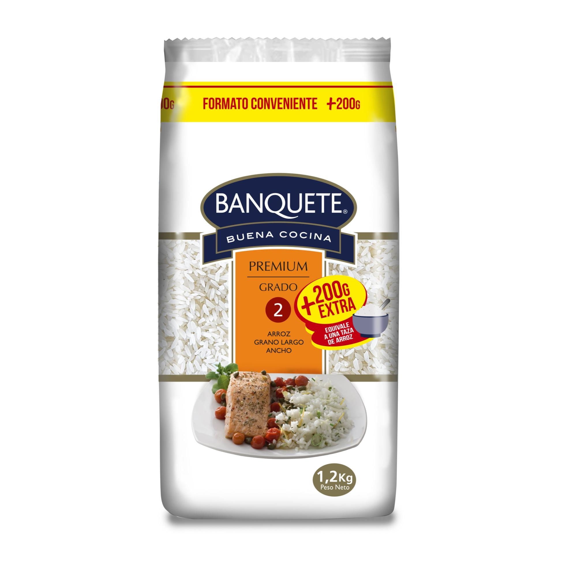Arroz Largo Ancho Grado 2 Grano Largo Ancho 1.2 kg Banquete