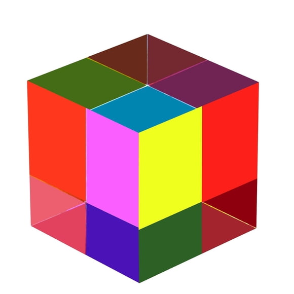 Cubo de Acrílico ECBANLI 50 mm – Prisma CMY para Mezcla de Colores