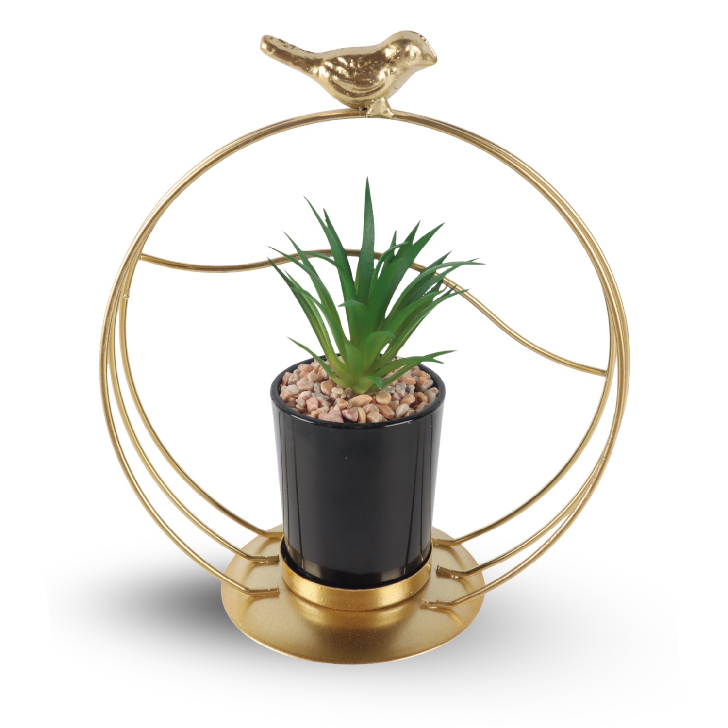 Inspiracci - Figura Decorativa Candelabro Pajarito Con Mini Planta