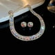 thumbnail image 2 of Conjunto de collar y pendientes con diamantes cuadrados, moderno, de lujo, con cadena de clavícula, personalizado y de alta sensibilidad., 2 of 5