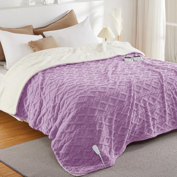 Manta eléctrica CAROMIO Queen Size Dual Control Morada