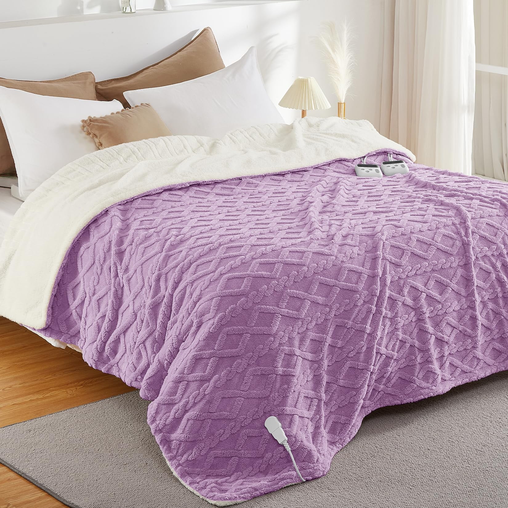 Manta Eléctrica Caromio Queen Size Dual Control Morada