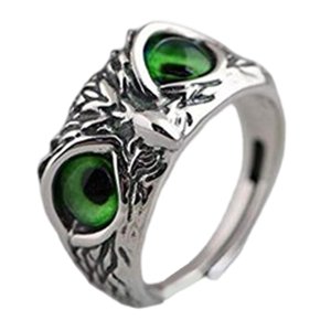 Magideal - Anillos De Búho Con Ojo De Demonio, Anillo Llamativo Personalizado, Joyería Punk Fresca, Regalo, Anillo De De Búho, Anillos De Animales Para Pare Verde